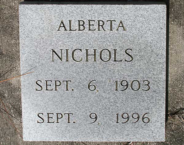 Alberta Nichols Gravestone Photo