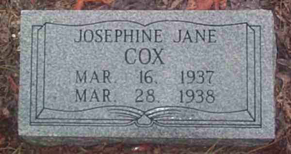 Josephine Jane Cox Gravestone Photo