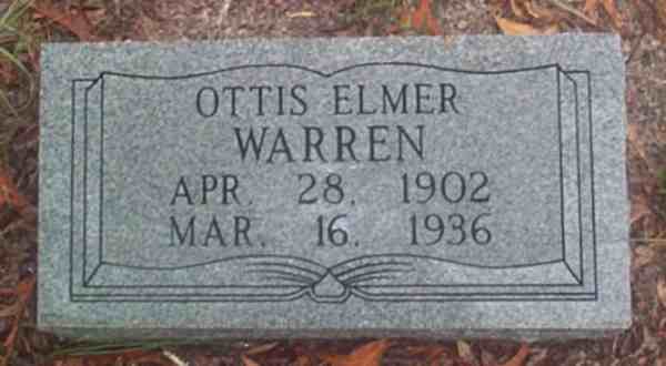 Ottis Elmer Warren Gravestone Photo