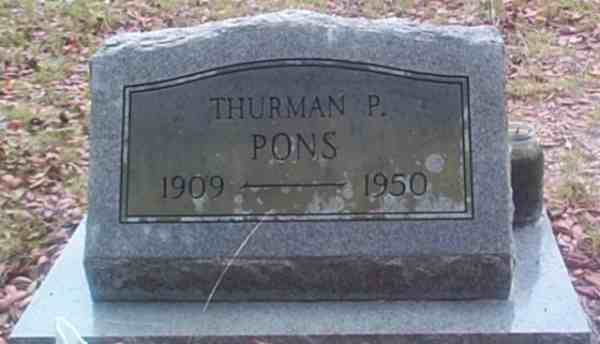 Thurman P. Pons Gravestone Photo