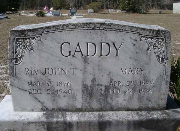 Rev.John T./Mary Gaddy Gravestone Photo