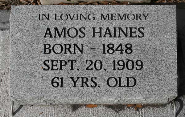 Amos Haines Gravestone Photo