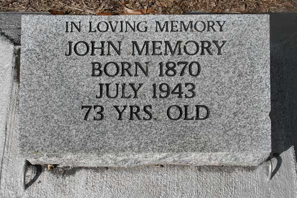 John Memory Gravestone Photo