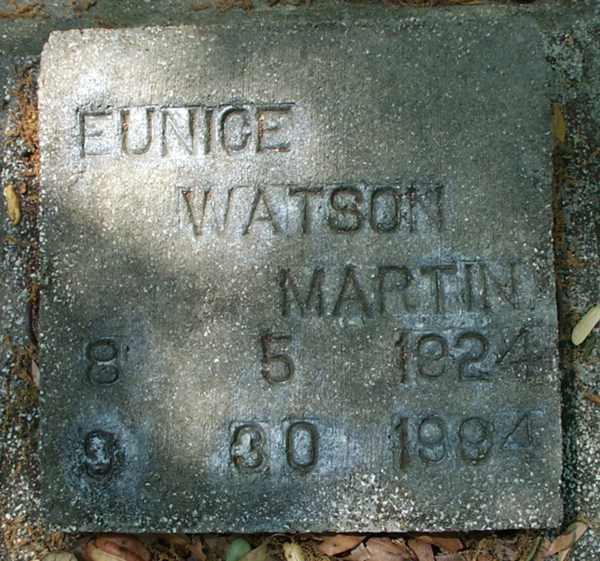 Eunice Watson Martin Gravestone Photo