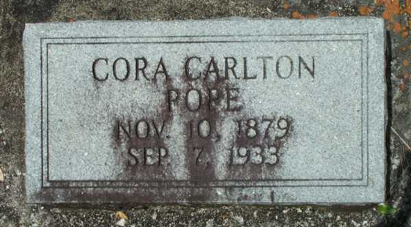 Cora Carlton Pope Gravestone Photo