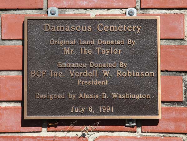 Damascus Cemetery Plaque WView Gravestone Photo