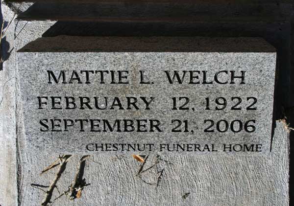MATTIE L. WELCH Gravestone Photo