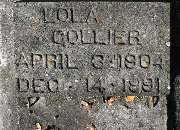 LOLA COLLIER Gravestone Photo