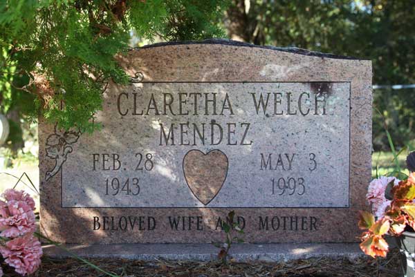 CLARETHA WELCH MENDEZ Gravestone Photo