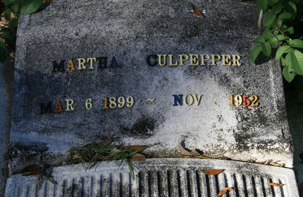MARTHA CULPERRER Gravestone Photo