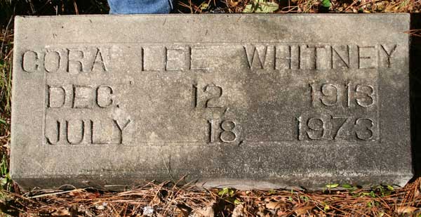 CORA LEE WHITNEY Gravestone Photo