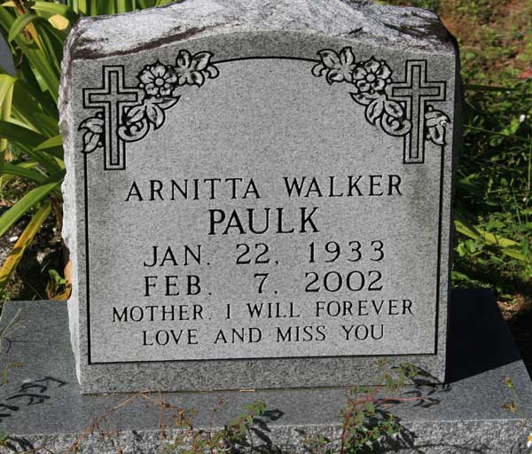 ARNITTA WALKER PAULK Gravestone Photo