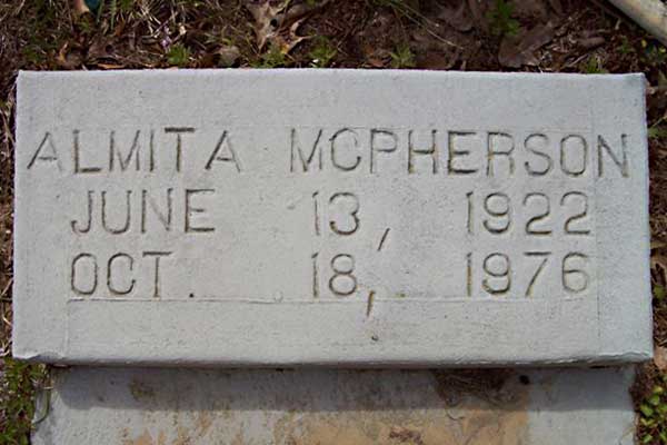 Almita McPherson Gravestone Photo