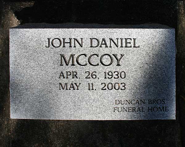 John Daniel McCoy Gravestone Photo