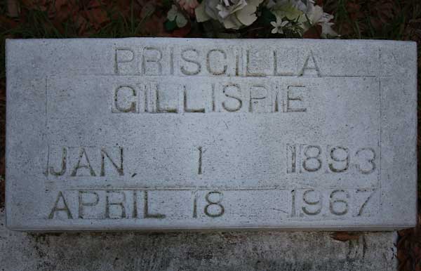 Priscilla Gillispie Gravestone Photo