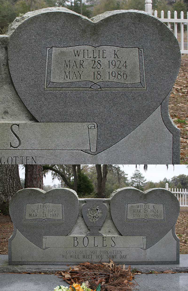 Willie K Boles Gravestone Photo