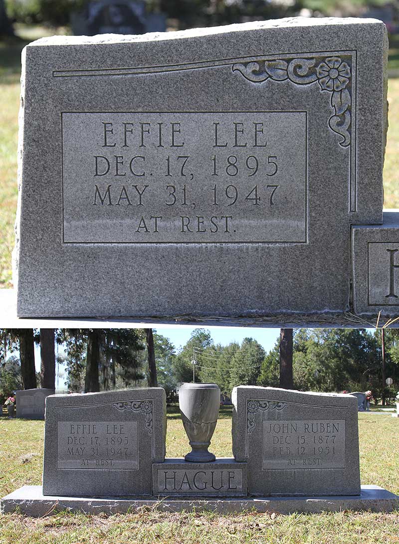 Effie Lee Hague Gravestone Photo