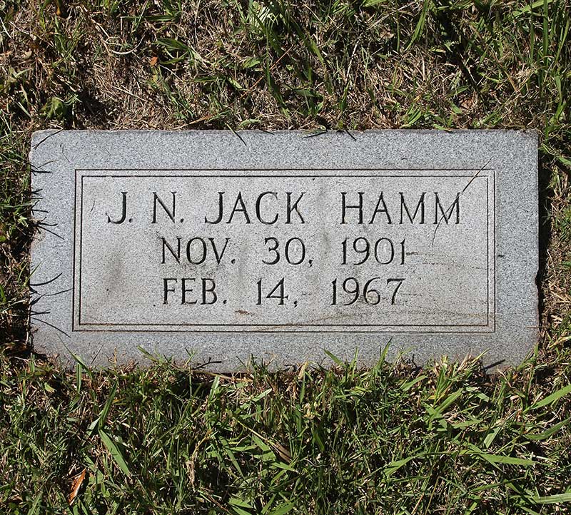 J.N. Jack Hamm Gravestone Photo