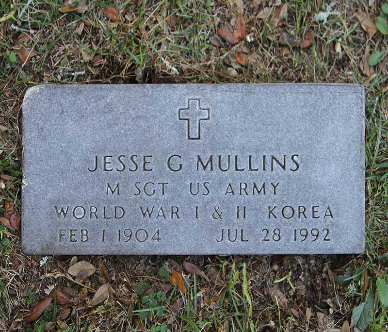 Jesse G Mullins Gravestone Photo