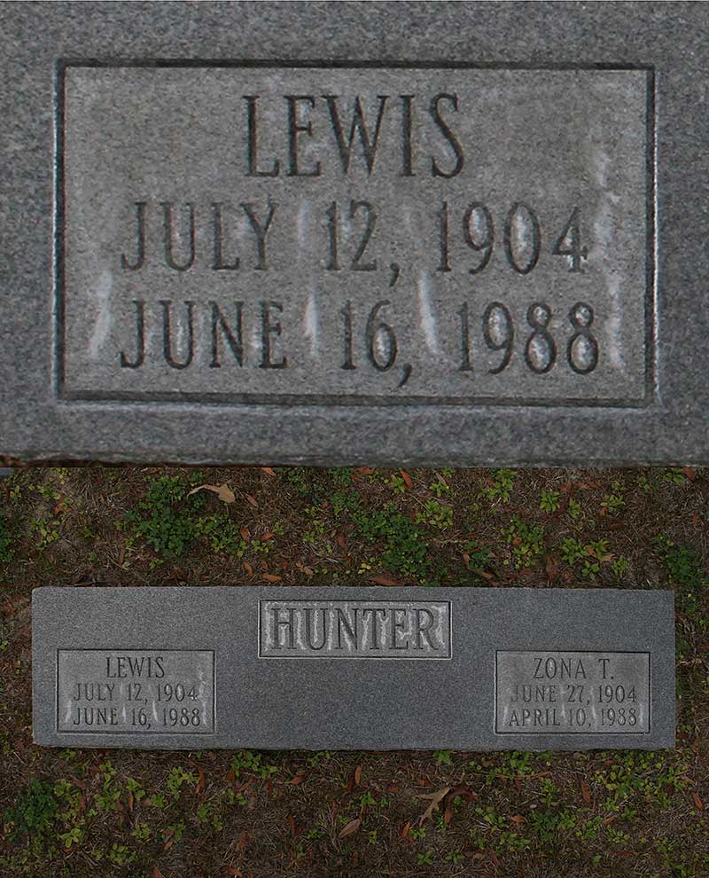 Lewis Hunter Gravestone Photo