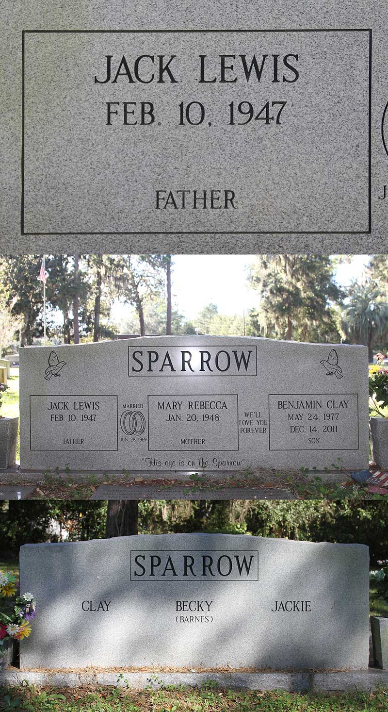 Jack Lewis Sparrow Gravestone Photo