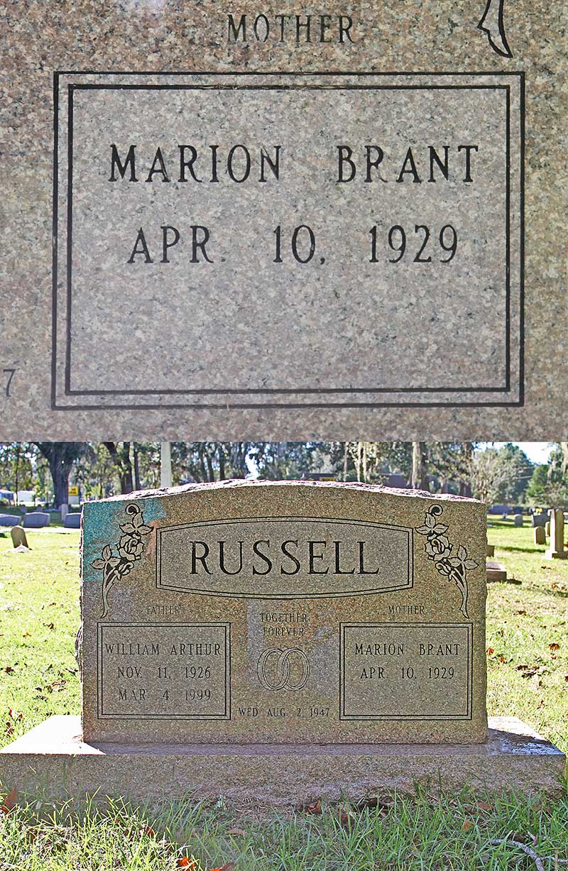 Marion Brant Russel Gravestone Photo