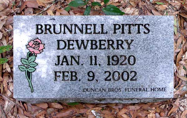 Brunnell Pitts Dewberry Gravestone Photo
