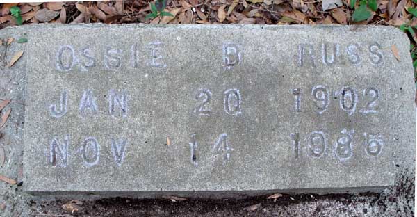 Ossie B. Russ Gravestone Photo