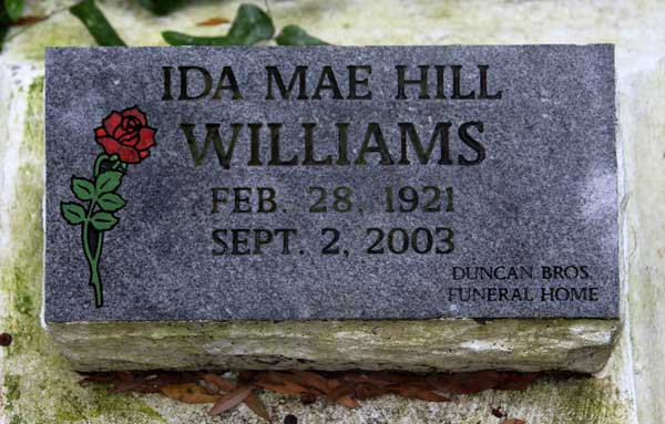 Ida Mae Hills Williams Gravestone Photo