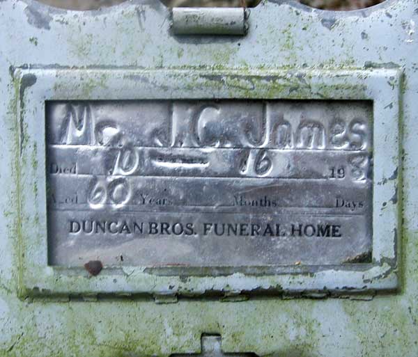 JC James Gravestone Photo