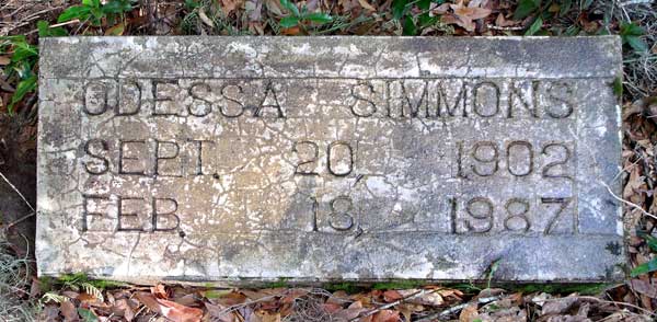 Odessa Simmons Gravestone Photo
