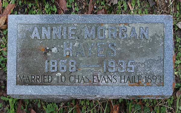 Annie Morgan Hayes Haile Gravestone Photo