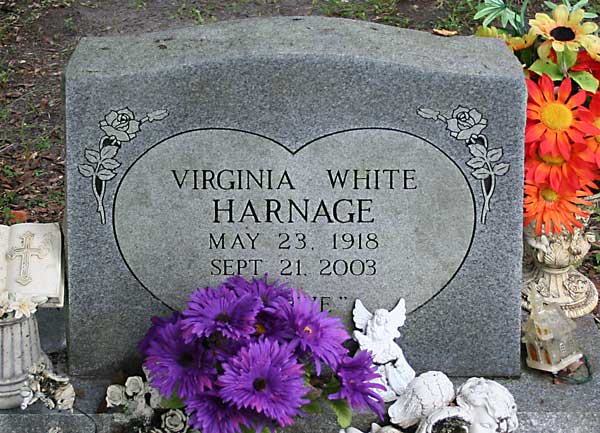 Virginia White Harnage Gravestone Photo