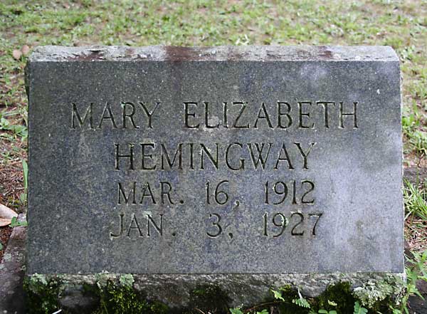 Mary Elizabeth Hemingway Gravestone Photo