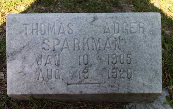 Thomas Adger Sparkman Gravestone Photo