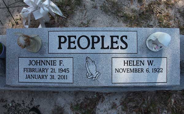 Johnnie F. & Helen W. Peoples Gravestone Photo