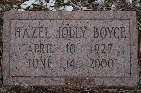 Hazel Jolly Boyce Gravestone Photo