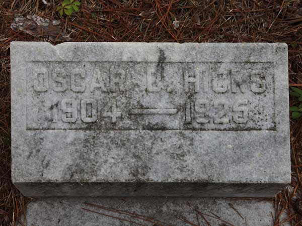 Oscar B. Hicks Gravestone Photo