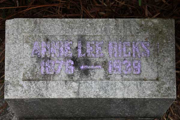 Annie Lee Hicks Gravestone Photo