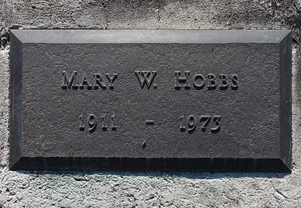 Mary W. Hobbs Gravestone Photo
