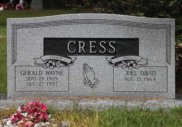 Gerald Wayne & Joel David Cress Gravestone Photo