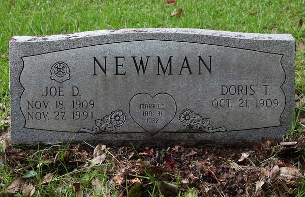 Joe D. & Doris T. Newman Gravestone Photo