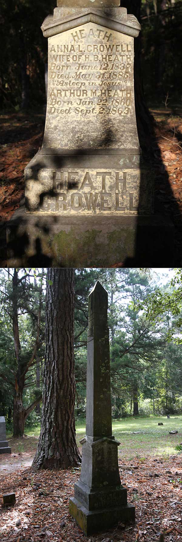 Anna L. Crowell & Arthur M. Heath Gravestone Photo