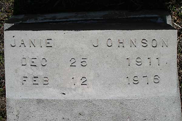 Janie Johnson Gravestone Photo