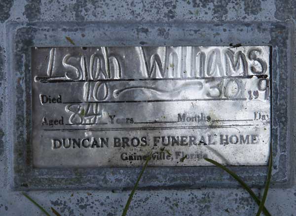 Isiah Williams Gravestone Photo