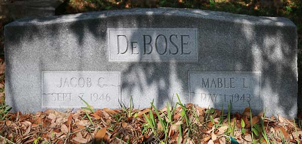 Jacob C. & Mable L. DeBose Gravestone Photo