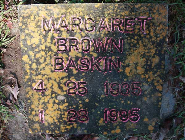 Margaret Brown Baskin Gravestone Photo