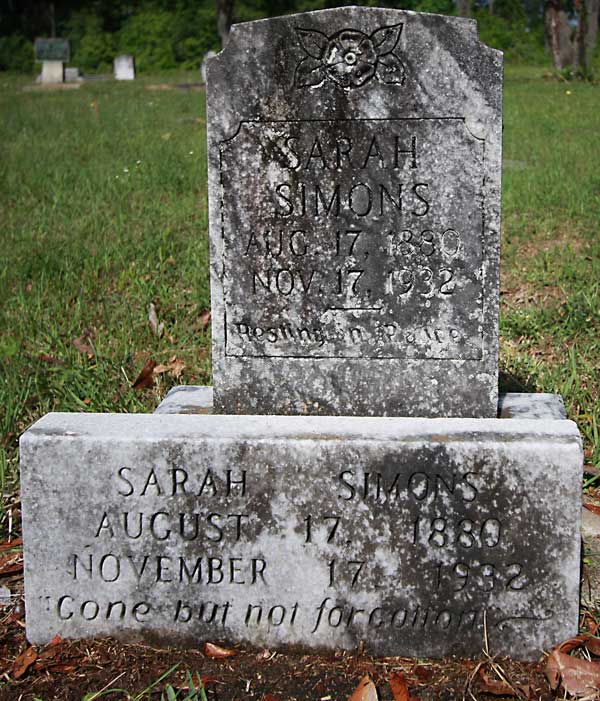 Sarah Simons Gravestone Photo
