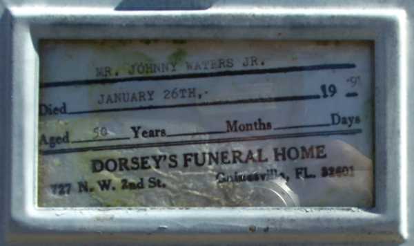 Johnny Waters Gravestone Photo