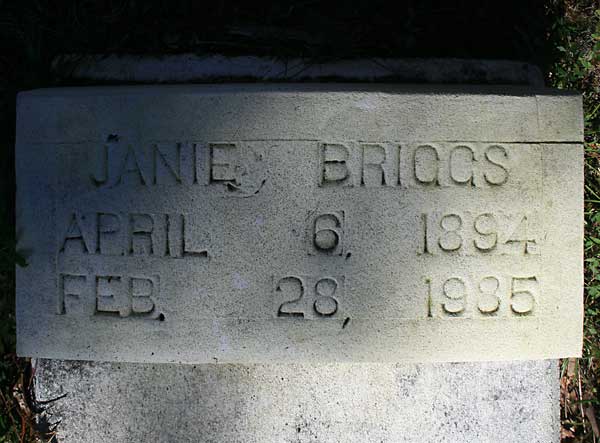 Janie Briggs Gravestone Photo